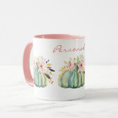 Blauwe pompoen herfst waterverf elegante herfst mok (Voorkant links)