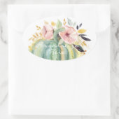 Blauwe pompoen herfst waterverf elegante herfst ovale sticker (Tas)