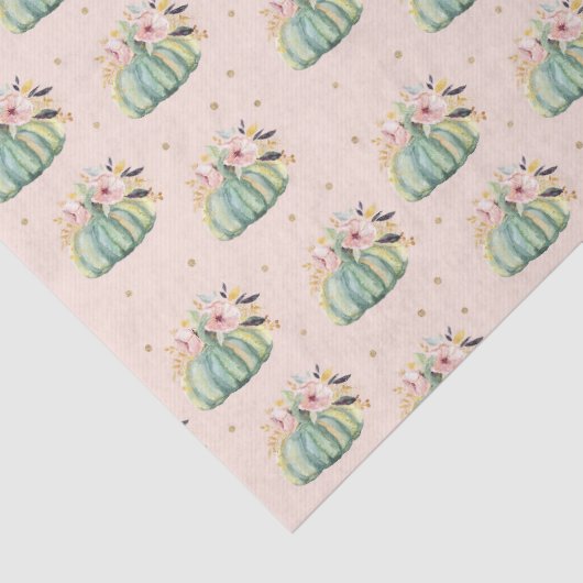 Blauwe pompoen herfst waterverf elegante herfst tissuepapier (Detail)