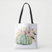 Blauwe pompoen herfst waterverf elegante herfst tote bag (Voorkant)