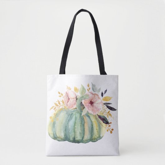 Blauwe pompoen herfst waterverf elegante herfst tote bag (Voorkant)