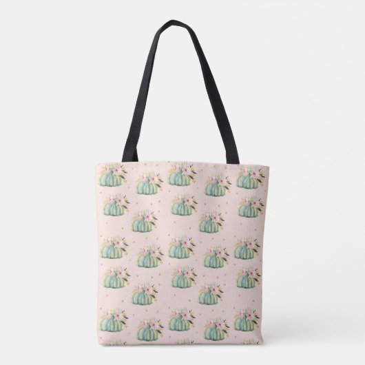 Blauwe pompoen herfst waterverf elegante herfst tote bag (Achterkant)