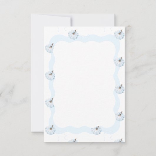 Blauwe pompoen Het is een Boy Modern Herfst Baby s Bedankkaart (Achterkant)