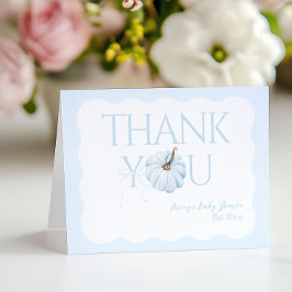 Blauwe pompoen Het is een Boy Modern Herfst Baby s Bedankkaart