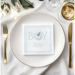 Blauwe pompoen Het is een Boy Modern Herfst Baby s Servet