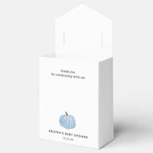 Blauwe Pompoen Jongen Baby Shower Bedankdoosjes (Geopend)