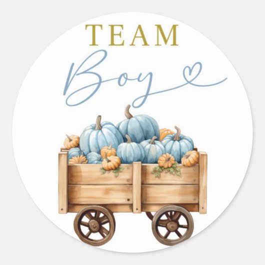Blauwe Pompoen Koets Team Jongen Sticker (Voorkant)