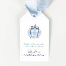 Blauwe pompoen met boog Baby shower