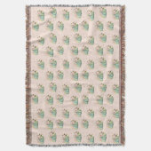 Blauwe pompoen perzik florale herfst waterverf pat deken (Voorkant Verticaal)