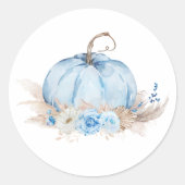 Blauwe Pompoen Ronde Sticker (Voorkant)
