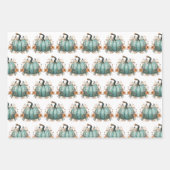 Blauwe Pompoen Rustieke Thanksgiving Papieren Inpakpapier Vel (Voorkant 3)