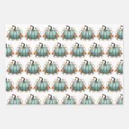Blauwe Pompoen Rustieke Thanksgiving Papieren Inpakpapier Vel