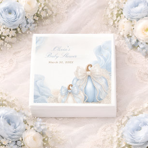 Blauwe Pompoen Strik Elegante Baby Shower Servet