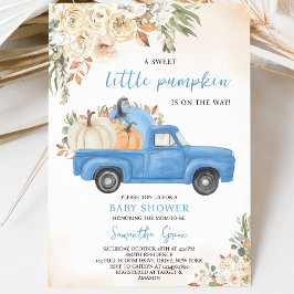 Blauwe Pompoen Truck Baby Shower Kaart