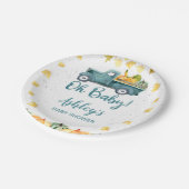 Blauwe pompoen truck herfst bladeren Baby shower Papieren Bordje (Gekanteld)