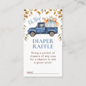 Blauwe Pompoen Vrachtwagen Bladblad Luier Raffle I Visitekaartje (Voorkant)