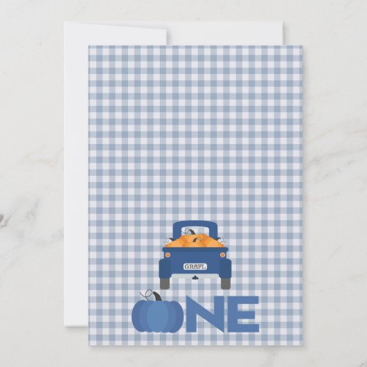 Blauwe pompoen vrachtwagen pompoen bladeren hooi 1 kaart (Achterkant)