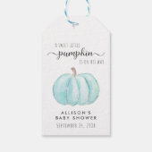 Blauwe Pompoen Waterverf Baby Jongensdouche Dank u Cadeaulabel (Achterkant)