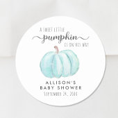 Blauwe Pompoen Waterverf Baby Jongensdouche Ronde Sticker