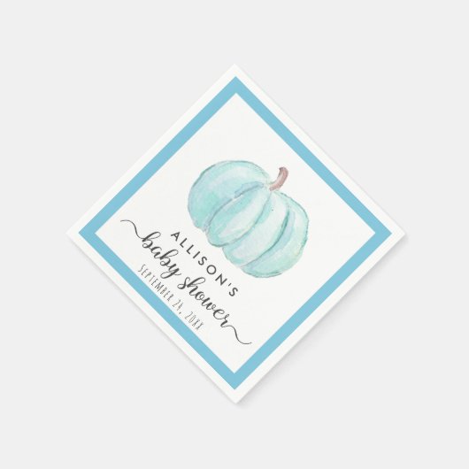 Blauwe Pompoen Waterverf Baby Jongensdouche Servet (Hoek)