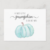 Blauwe Pompoen Waterverf Baby Jongensdouche Uitnodiging Briefkaart (Voorkant)