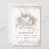 Blauwe Pompoen Waterverf boho baby boy douche Kaart (Voorkant)