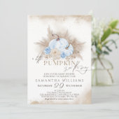 Blauwe Pompoen Waterverf boho baby boy douche Kaart (Staand voorkant)