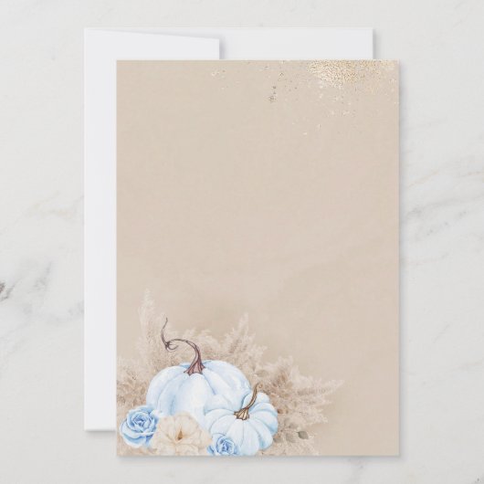 Blauwe Pompoen Waterverf boho baby boy douche Kaart (Achterkant)