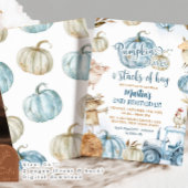 Blauwe pompoenbladeren en stapels hooi verjaardag kaart