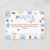 Blauwe pompoenen Bloemen Baby shower Luier Raffle Informatiekaartje (Voorkant)