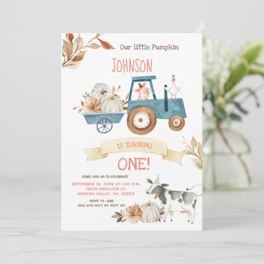 Blauwe pompoenen boerderij kaart (Staand voorkant)