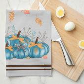 Blauwe pompoenen Grijs Kleurrijke Keuken Handdoek (Quarter Fold)