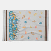 Blauwe pompoenen Grijs Kleurrijke Keuken Handdoek (Horizontaal)