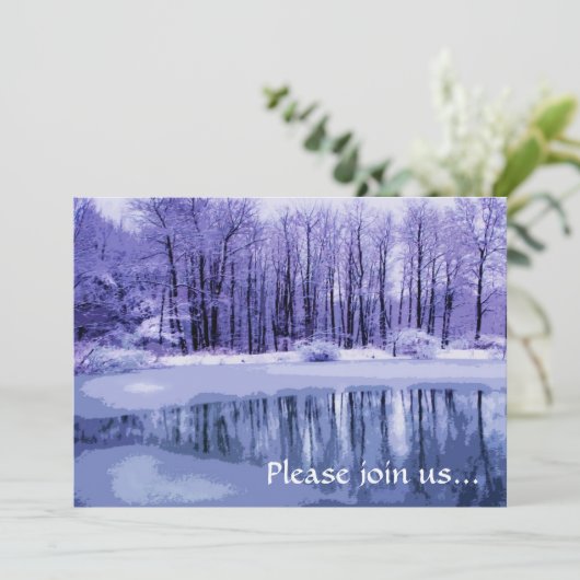 Blauwe Pond Winter Solstice Party - Uitnodiging (Staand voorkant)