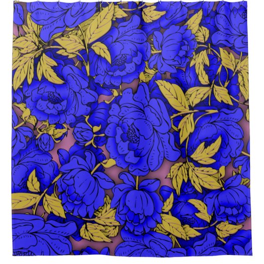 Blauwe pony douchegordijn (Voorkant)