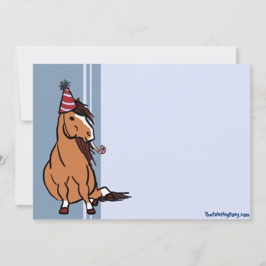 Blauwe Pony jongens 5e verjaardag Kaart (Achterkant)