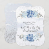 Blauwe pony zal je mijn Bridesmaïde uitnodigingen  (Voorkant / Achterkant)