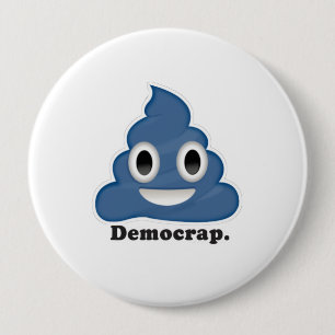 Blauwe Poo Democraat - Ronde Button 4,0 Cm