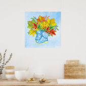 Blauwe poodot-regenlaarzen vallen weg poster (Keuken)