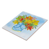 Blauwe poodot-regenlaarzen vallen weg tegeltje (Zijkant)