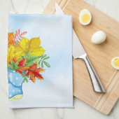 Blauwe poodot-regenlaarzen vallen weg theedoek (Quarter Fold)