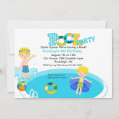 Blauwe Pool Party Boys Birthday Uitnodiging (Voorkant)