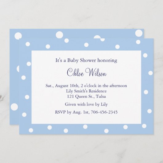  blauwe pooldots kaart (Voorkant / Achterkant)