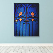 Blauwe poort canvas afdruk (Insitu (Houten vloer))