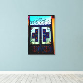 Blauwe poort canvas afdruk (Insitu (Houten vloer))