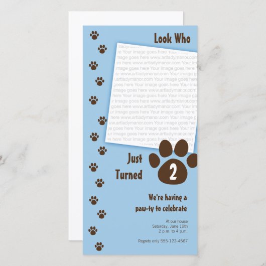 Blauwe poot Afdrukdag Uitnodiging (Voorkant / Achterkant)