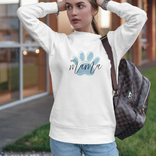Blauwe Poot Print Hond Mama Crewneck Trui