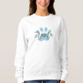 Blauwe Poot Print Hond Mama Crewneck Trui (Voorkant)