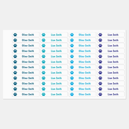 Blauwe Pootafdruk Persoonlijke Kindernaamlabels Labels (Vel)