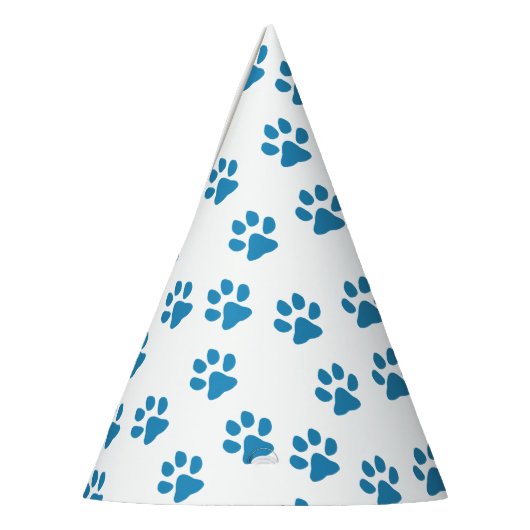 Blauwe pootafdrukken feesthoedjes (Links)